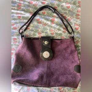 ANNABELLE THOM Kenya Suede Eggplant Shoulder Bag Read